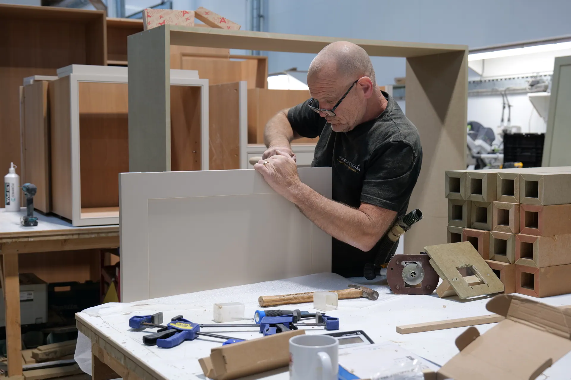 A Charles Vivian craftsman at the bench